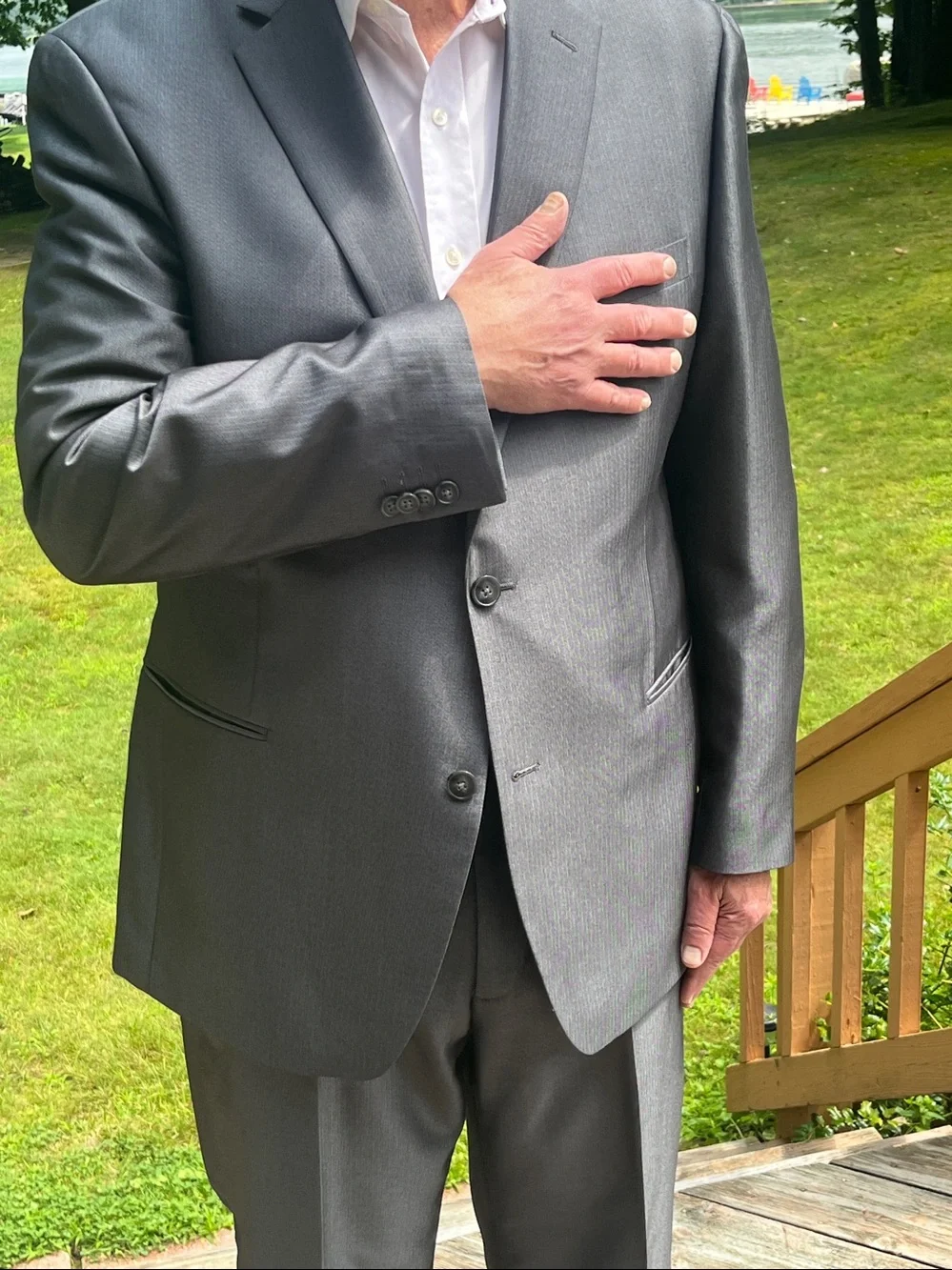 Apt. 9 Men's Gray 2-Piece Suit - Single-Breasted Blazer & Trouser 44R